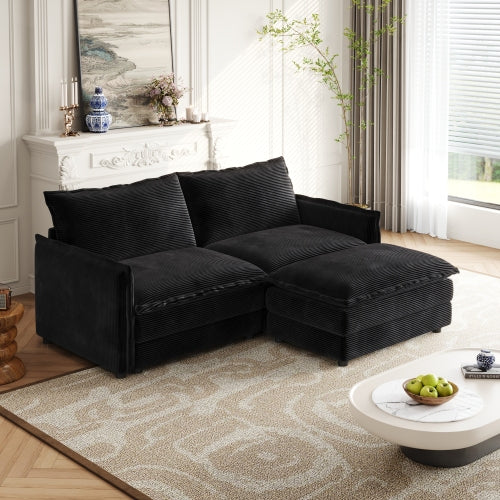 Corduroy fabric comfortable cloud sofa for living room 2 Seat - 4 Seat with ottoman