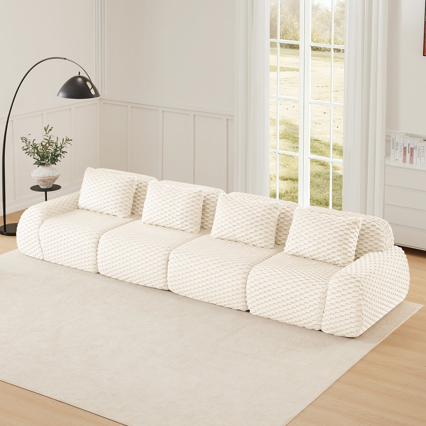 Modular Sectional Sofa for Living Room,Flannelette Fabric,Oversized 2-4 Seater Couch,Deep Seat,Boneless sofa