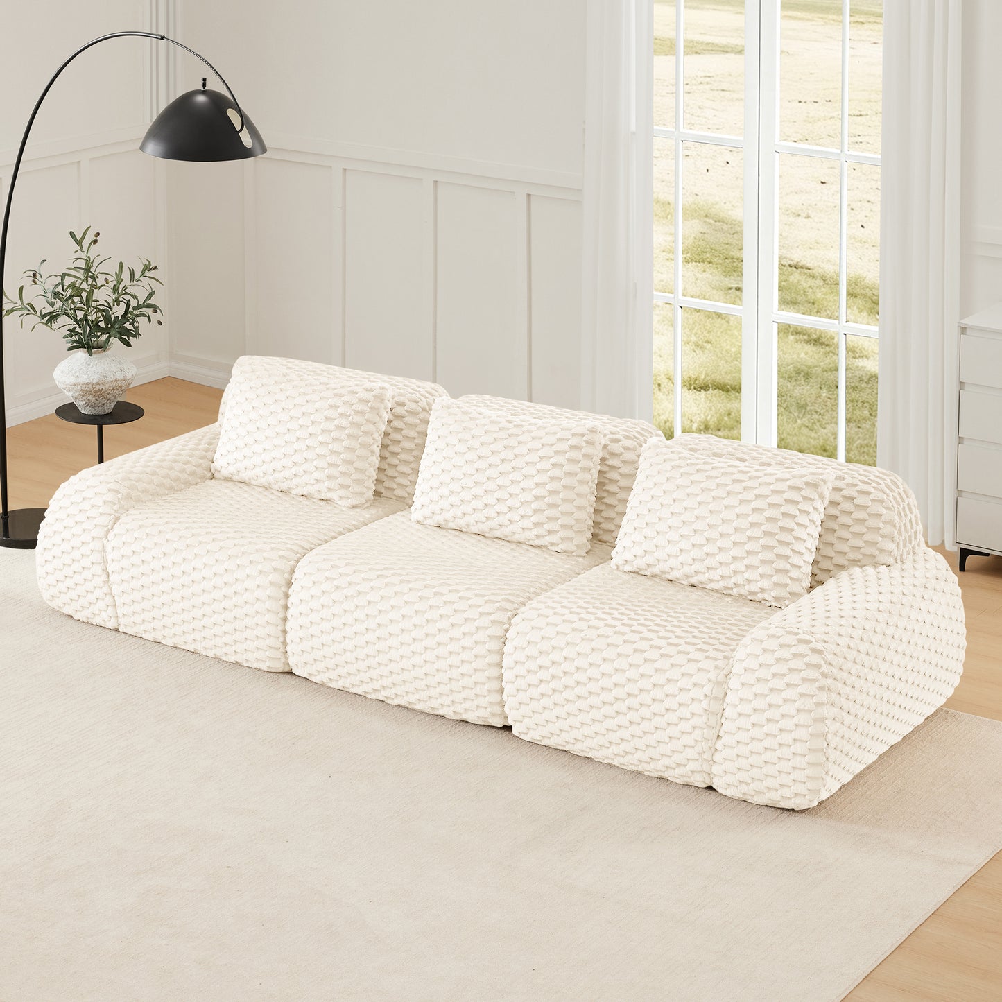 Modular Sectional Sofa for Living Room,Flannelette Fabric,Oversized 2-4 Seater Couch,Deep Seat,Boneless sofa