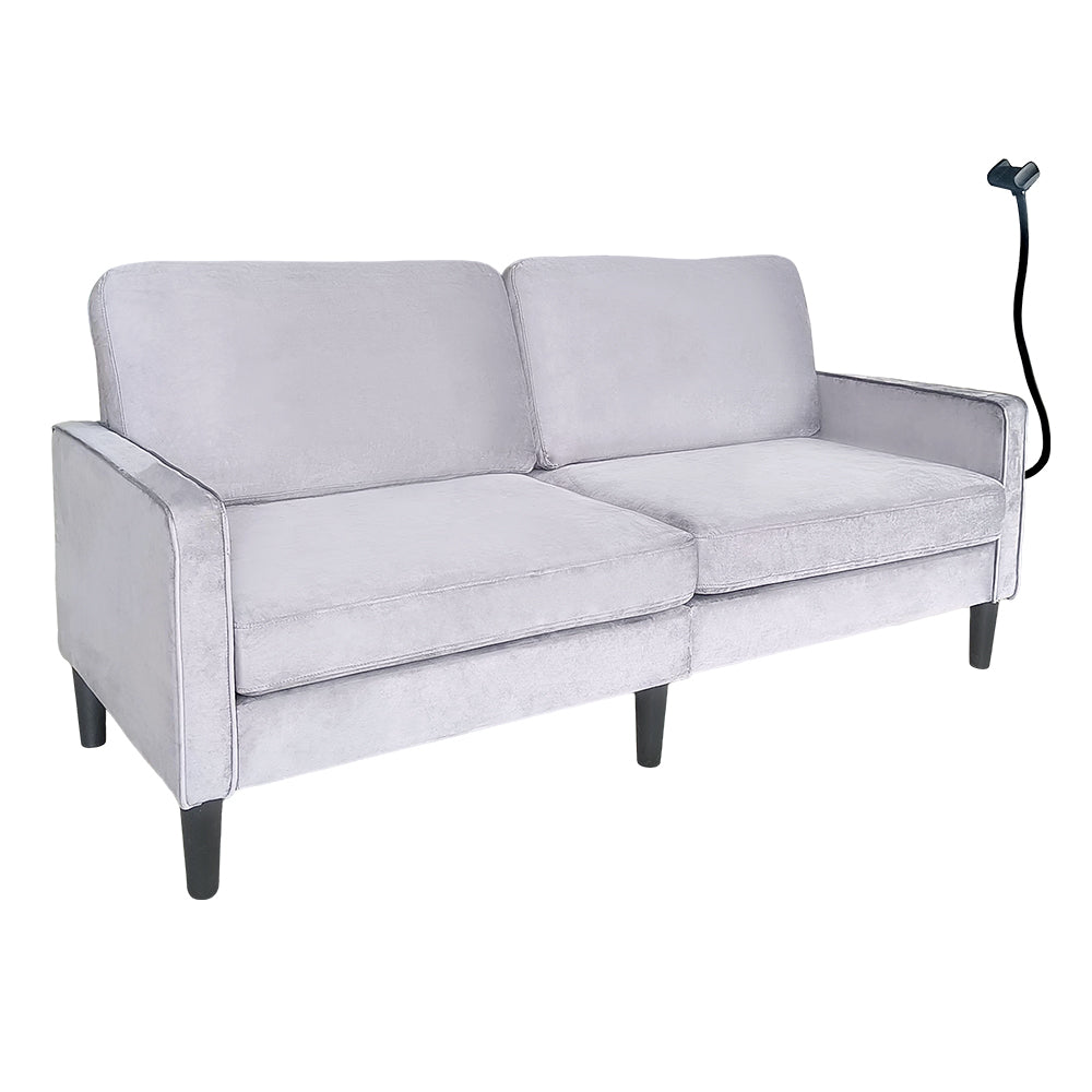 Modern Loveseat Sofa for Living Room | Linen Recliner, Removable Cover, Spring Cushions, Solid Wood Frame – Easy Assembly for Small Spaces (Gray)