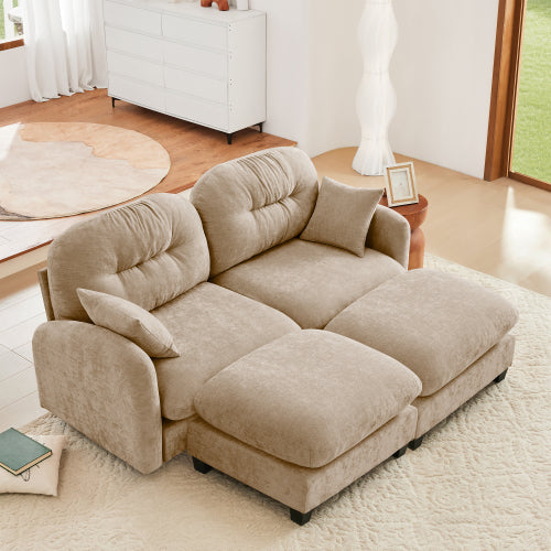 Modular Sectional Couch Chenille Fabric High-Density Foam 2-4 Seats ottoman Optional