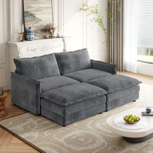 Corduroy fabric comfortable cloud sofa for living room 2 Seat - 4 Seat with ottoman