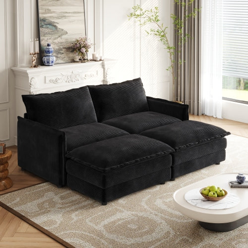 Corduroy fabric comfortable cloud sofa for living room 2 Seat - 4 Seat with ottoman