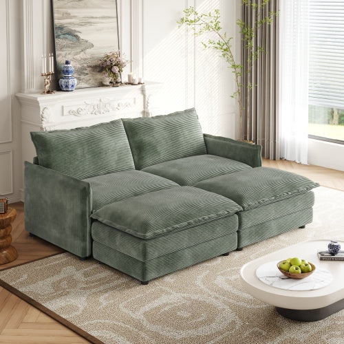 Corduroy fabric comfortable cloud sofa for living room 2 Seat - 4 Seat with ottoman