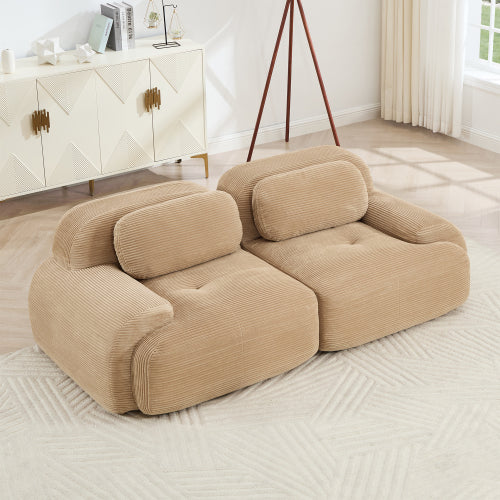 modular sofa no assembly breathable corduroy fabric 32D high-resilience sponge extra-wide curved armrests pet-friendly
