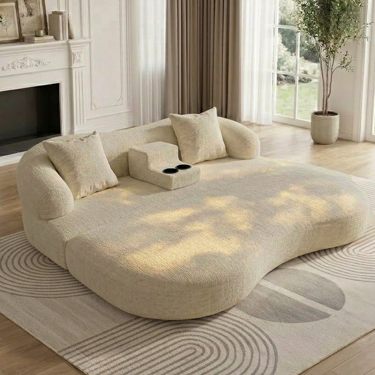 2-in-1 Convertible Sleeper Sofa Bed with Cup Holders