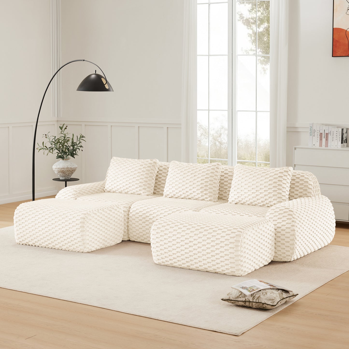 Modular Sectional Sofa for Living Room,Flannelette Fabric,Oversized 2-4 Seater Couch,Deep Seat,Boneless sofa