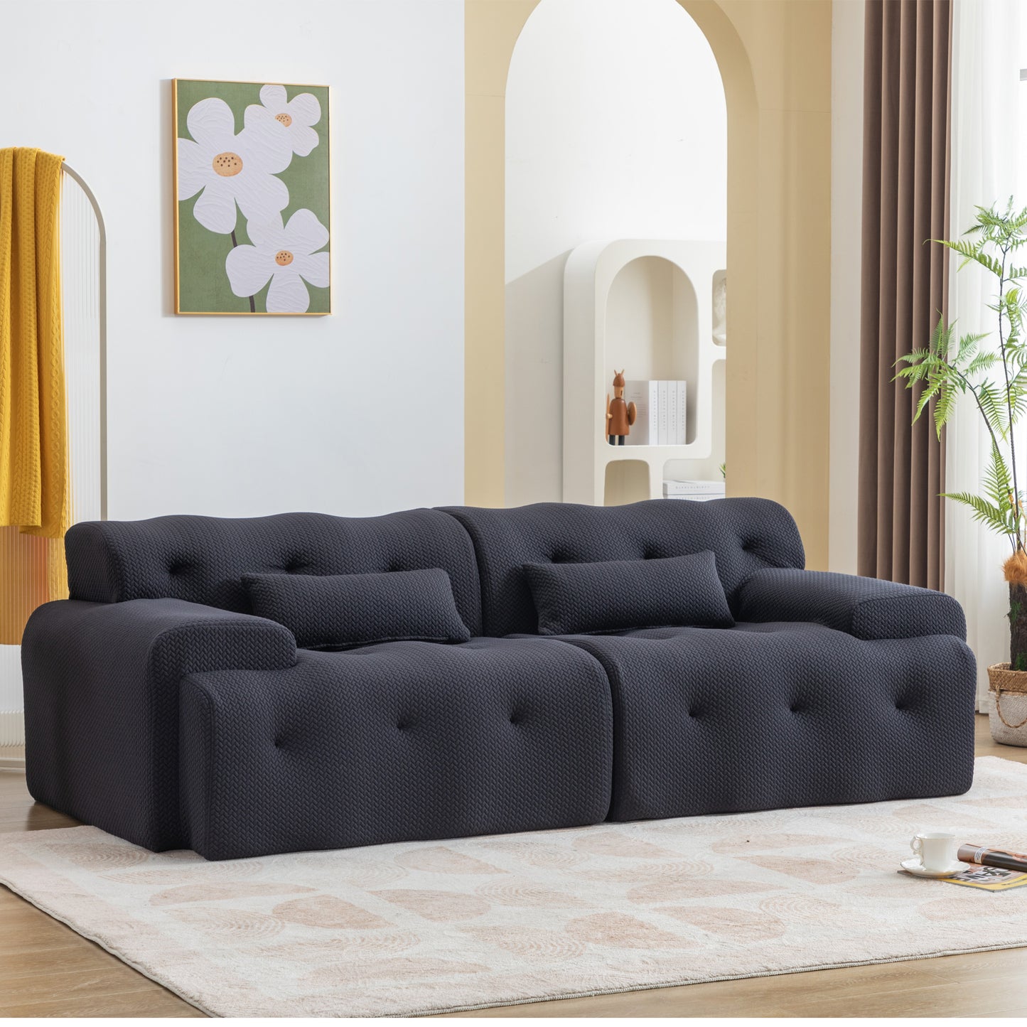 Modern Living Room Lounge: Large 2 - Seater Pure Foam Comfy Sofa Couch