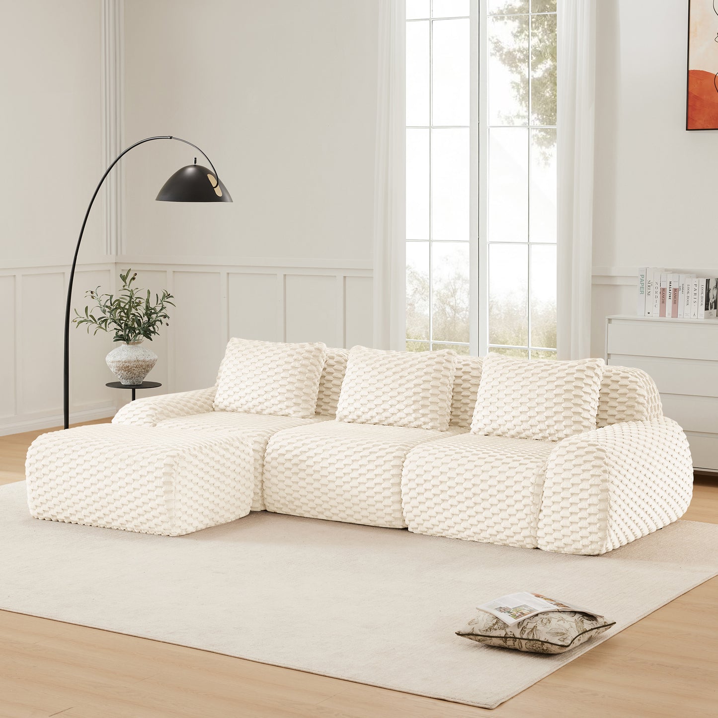 Modular Sectional Sofa for Living Room,Flannelette Fabric,Oversized 2-4 Seater Couch,Deep Seat,Boneless sofa