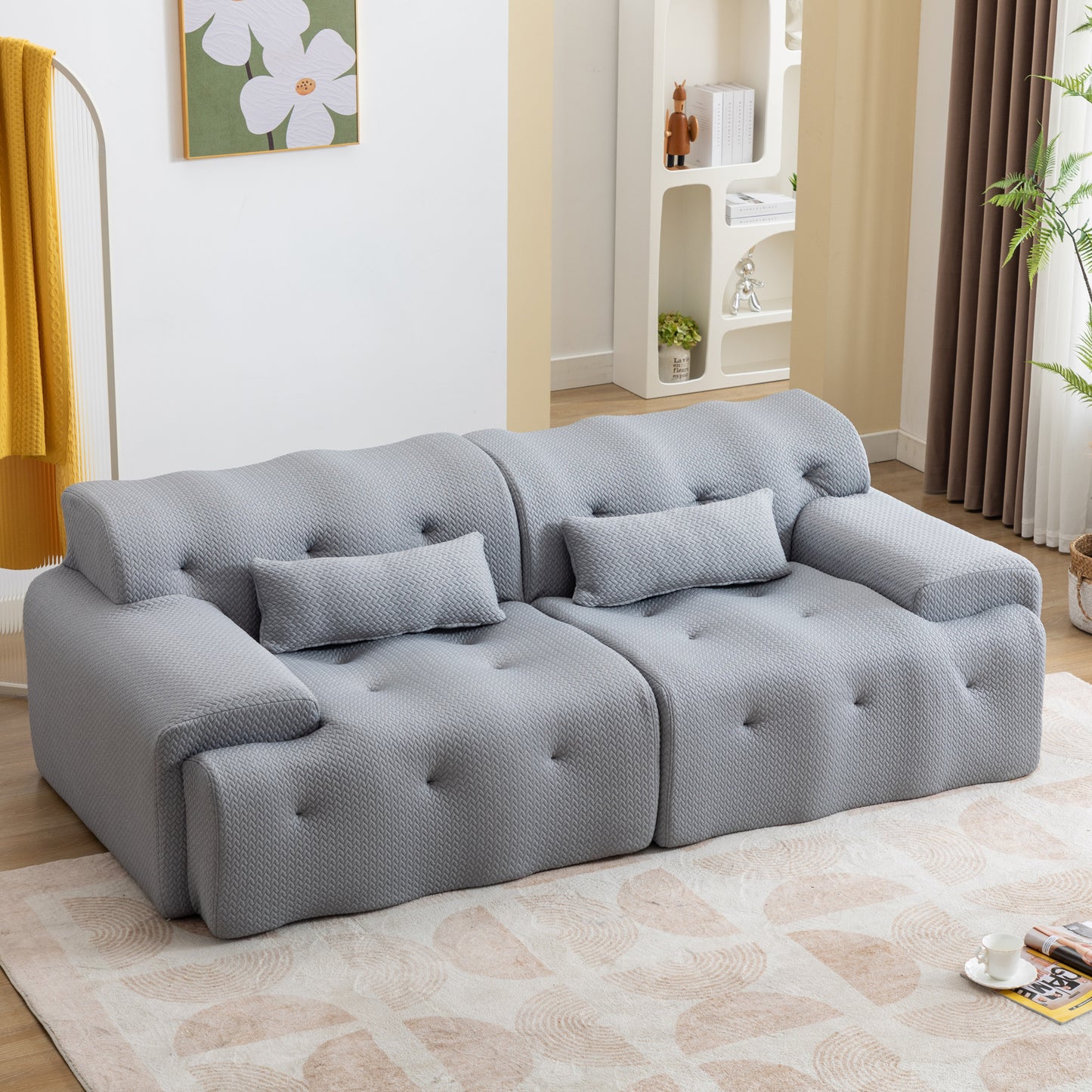 Modern Living Room Lounge: Large 2 - Seater Pure Foam Comfy Sofa Couch