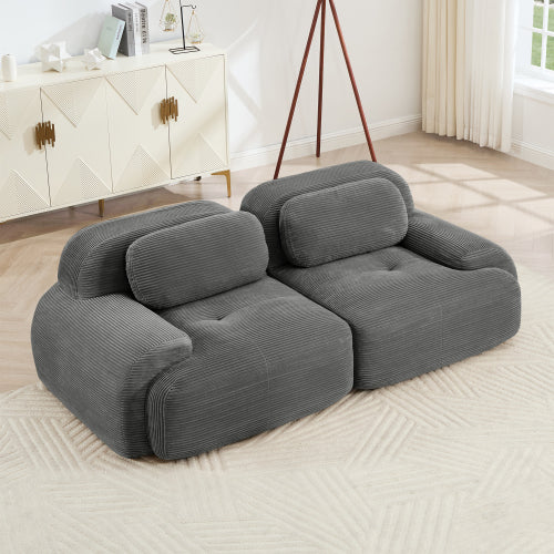 modular sofa no assembly breathable corduroy fabric 32D high-resilience sponge extra-wide curved armrests pet-friendly