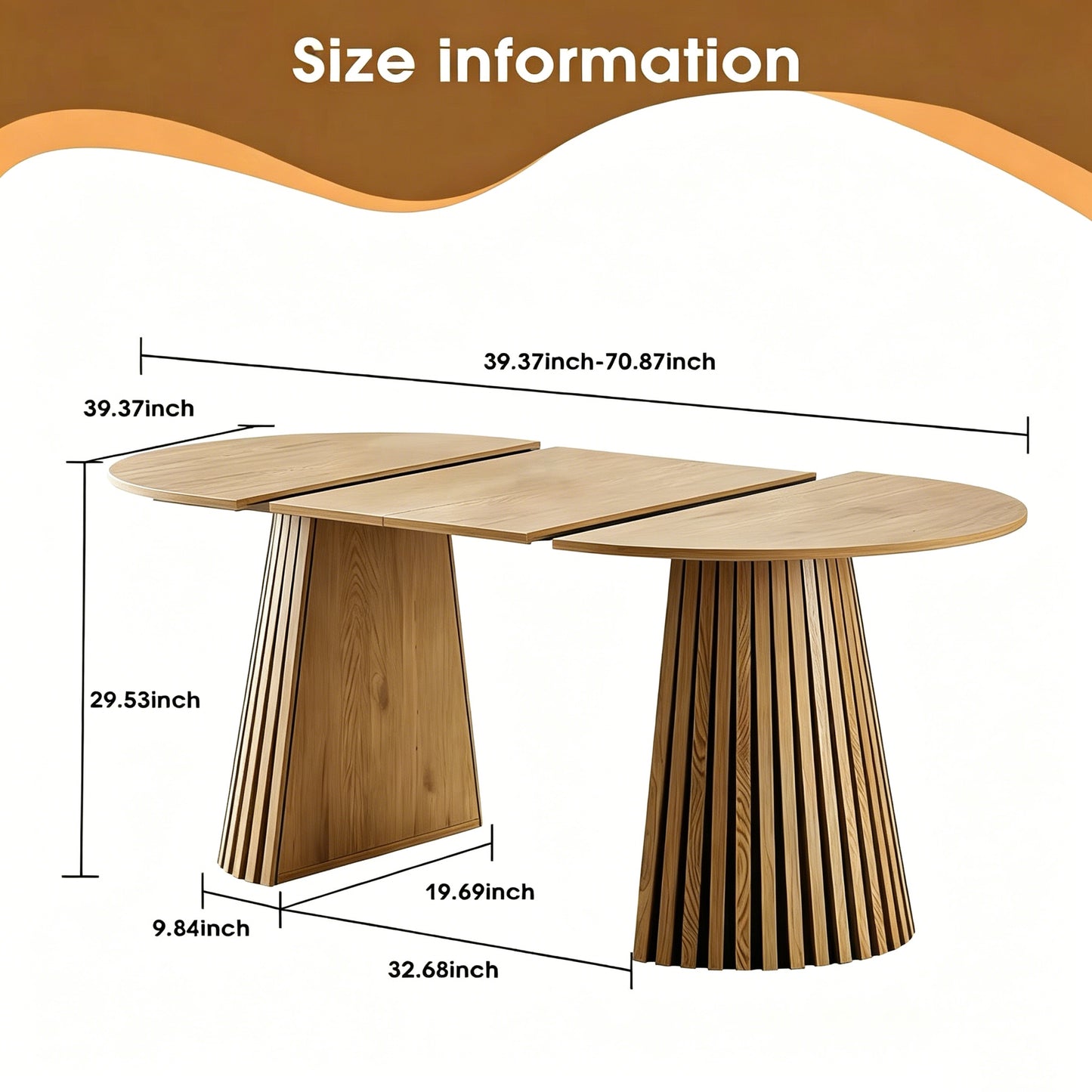 Wooden Dining Table | Flexible And Extendable with Slatted Table Legs – Oval Expandable Table for 4- 6, MDF+Wood