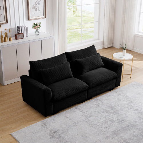 Corduroy Deep Seat Accent Chair & Loveseat Sofa & 3 Seaters & 4 Seaters Couches – Modular Sofa Collection