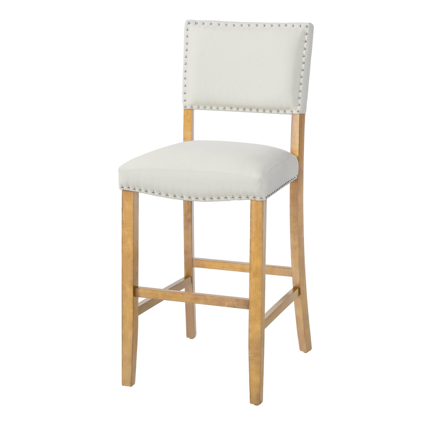 Barstools With rivet decoration wood Frame fabric Sponge cushion and Upholstered Barstools