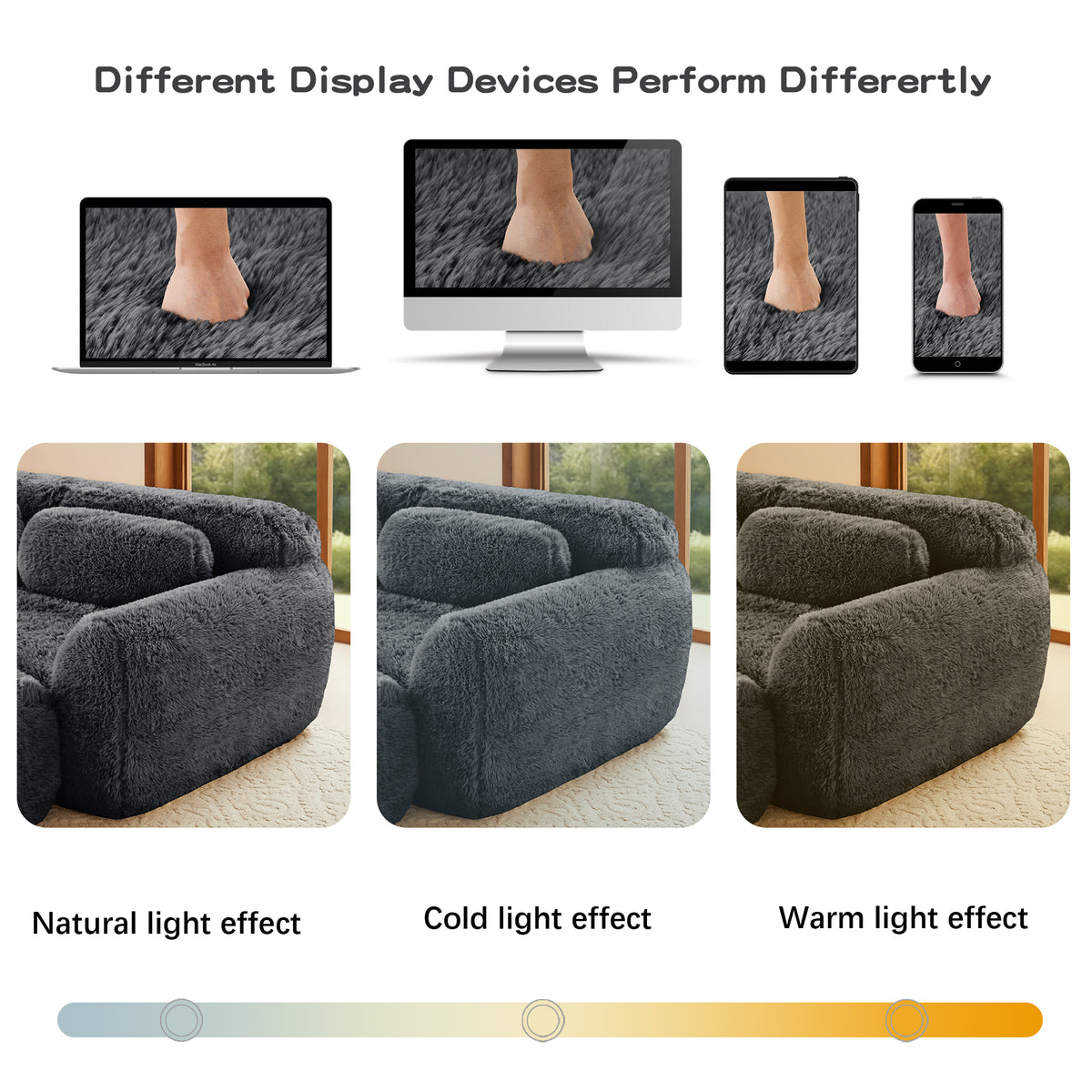 2-4 Seat Soft  Fluffy Plush Boneless Sofa – Modular Sectional with Throw Pillows, 32D High-Density Sponge, No Assembly, Anti-Slip Buckle Connection