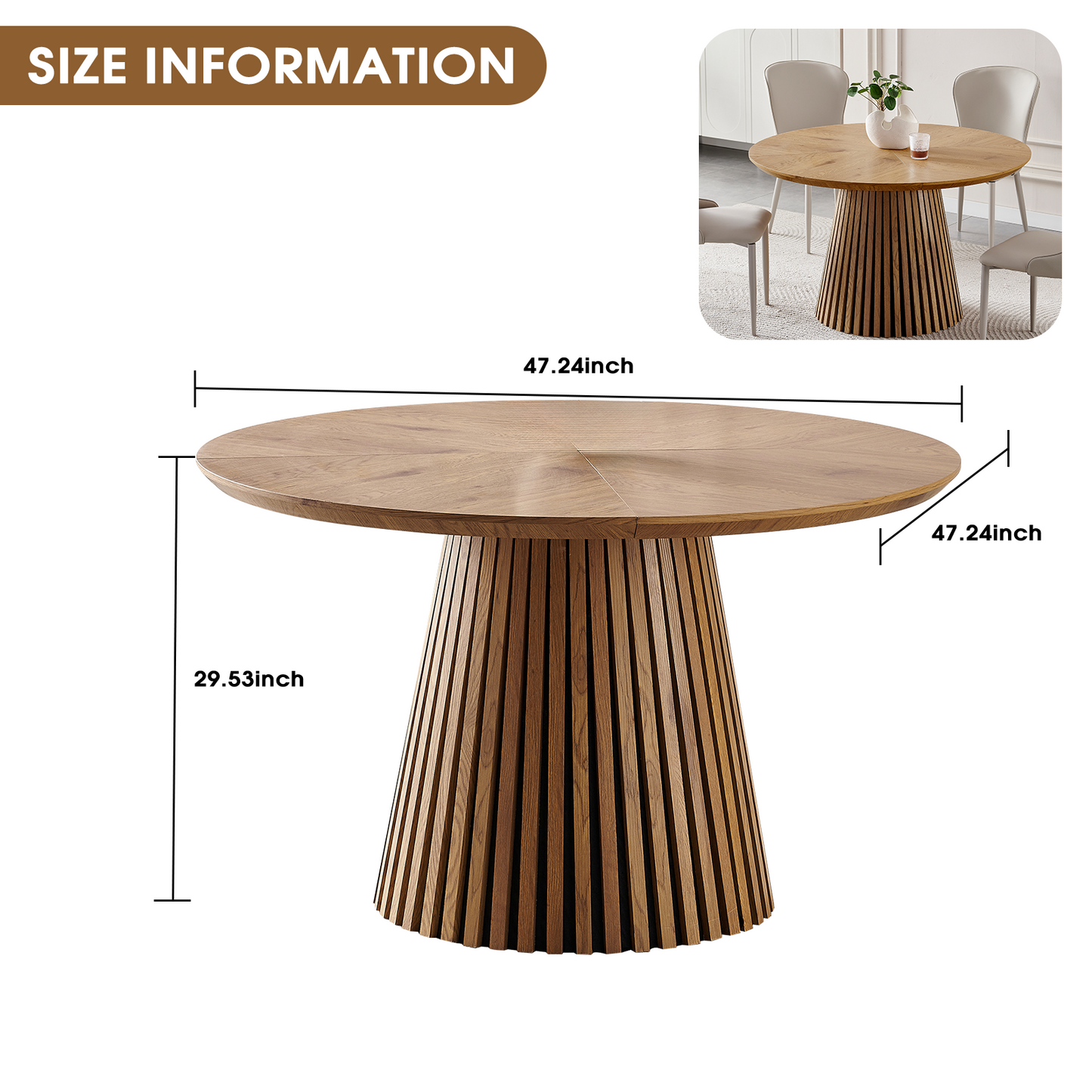 Modern round kitchen wooden dining table