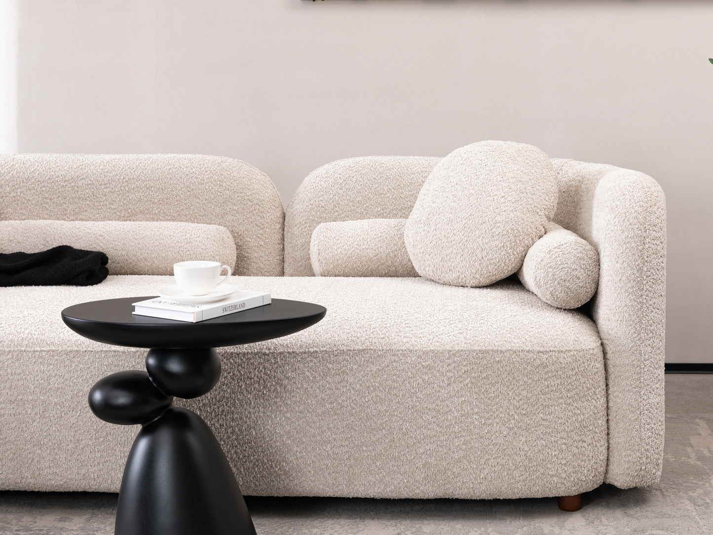 3 - Seater Luxury Modern Cloud Couch: White Boucle for Living Room, Apartment & Office