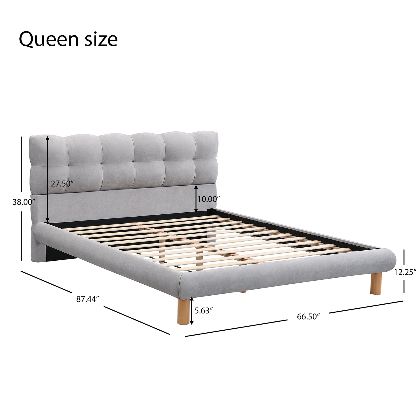 Cozy Upholstered Platform Bed: Cookie - Shaped Headboard, Effortless Assembly