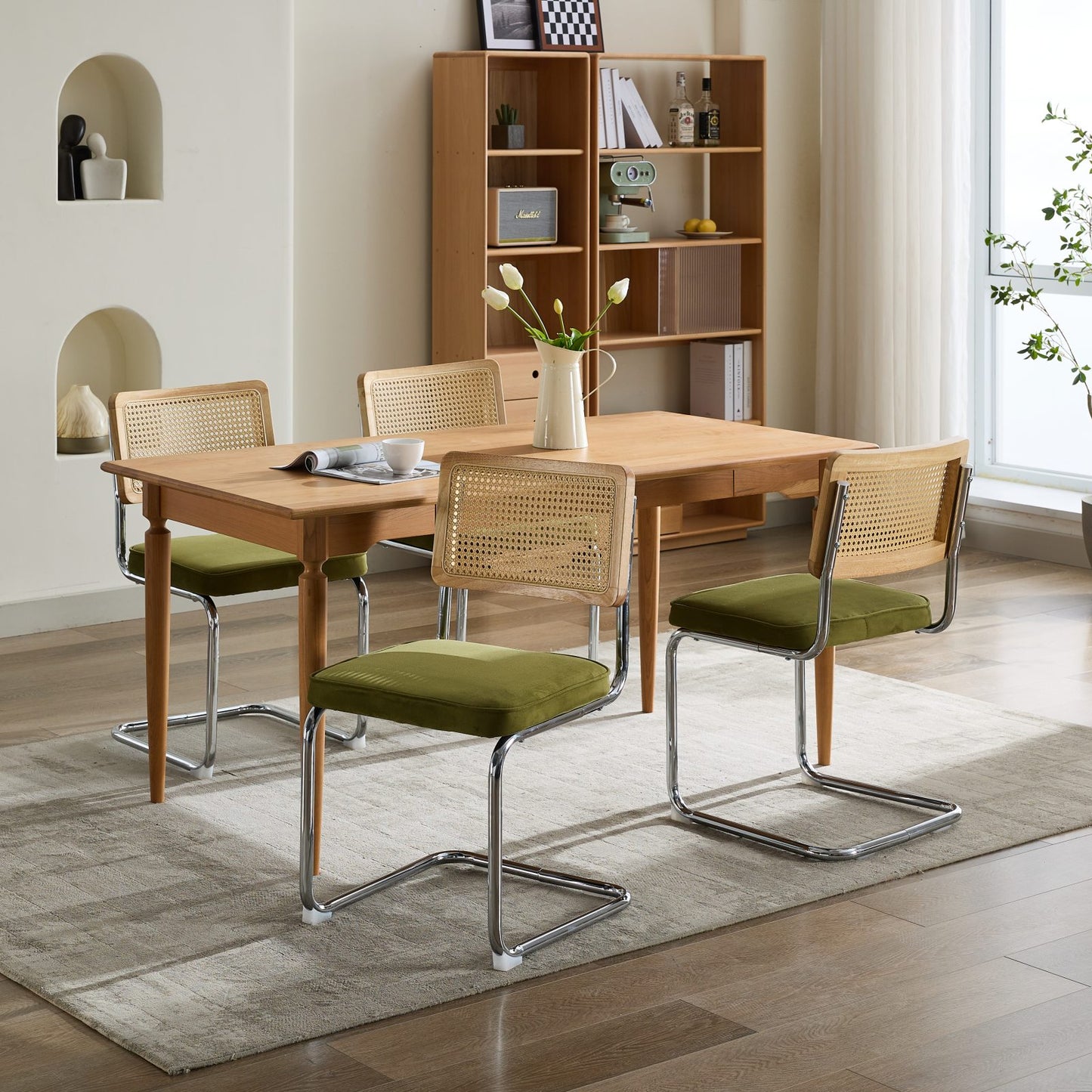 Mid Century Modern Dining Chairs Set of 2 Velvet 3 Colors