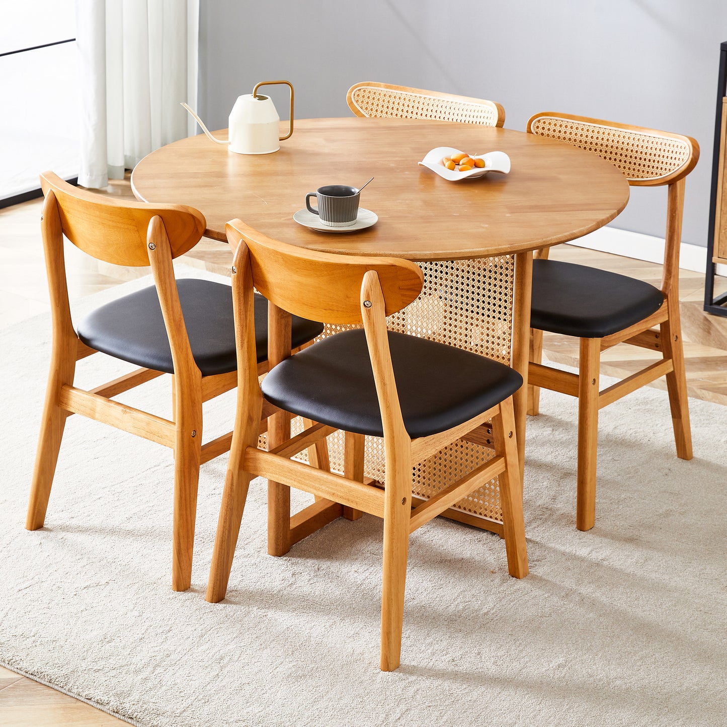 42 inch diameter solid wood round dining table,Table and chair set
