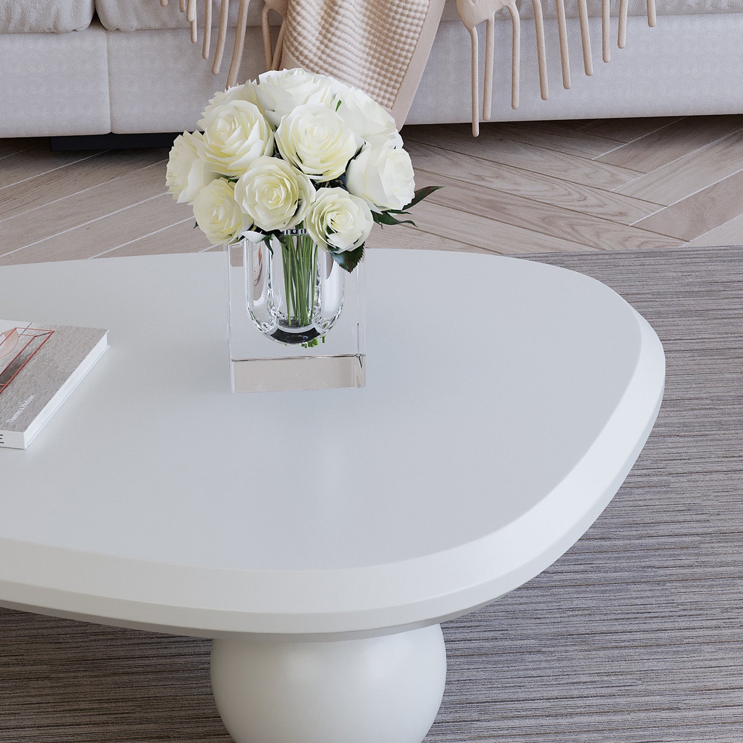 Cloud - Shaped Coffee Table: 3 - Ball Legs, Ideal for Small Living Room Spaces