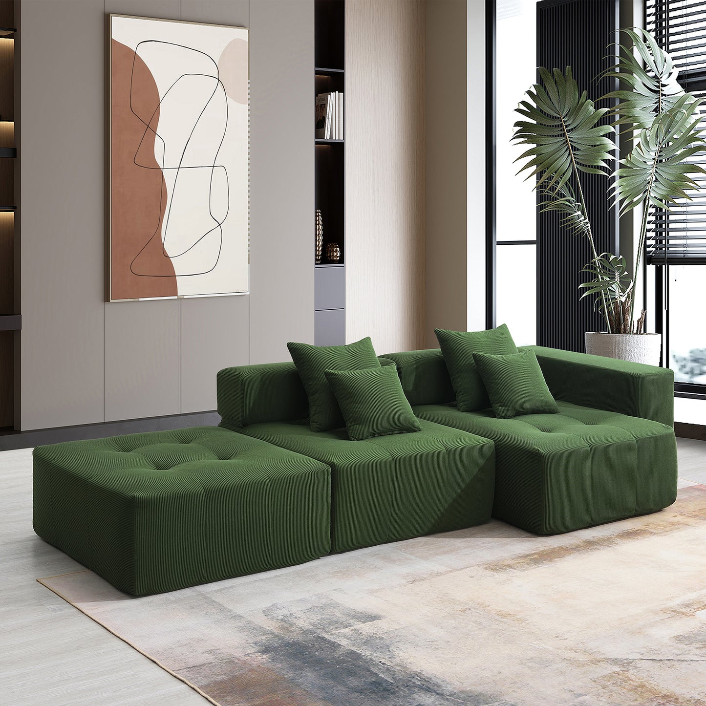 L Shaped Modular Sectional Sofa,Wide and Deep Seat No Assembly Required,3 Colors