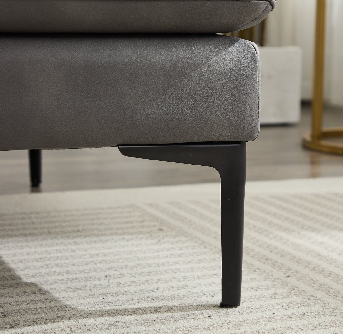 77 - inch Gray Luxury Genuine Leather - Match Sofa: USB & Type - C Charger, 3 - Seater for Living & Office