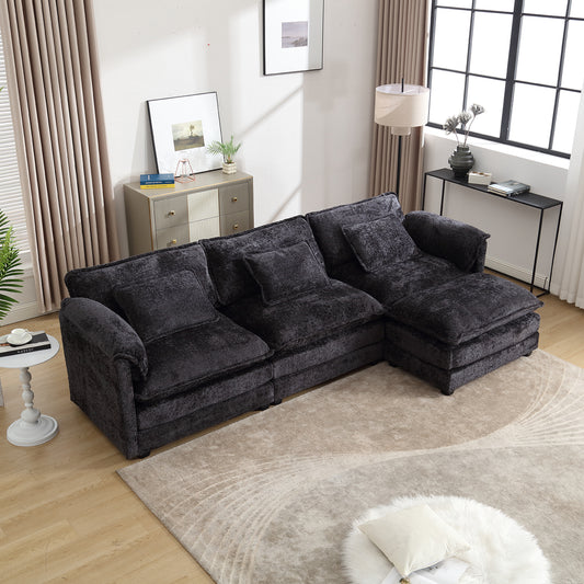 L-Shape Sectional Chenille fabric, movable pedals, detachable armrests, oversized three-seat Sofa