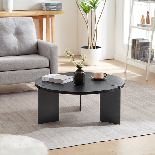 Round Coffee Table & Side Table Surface and Black Metel Feet