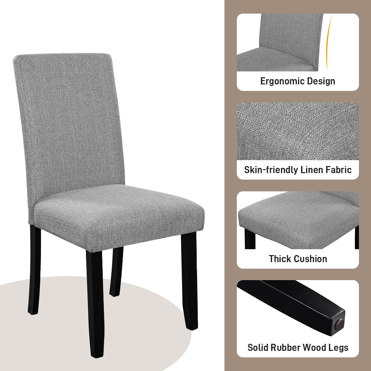 5 - Piece Round Dining Table Set: 43 - Inch Modern Table with 4 Upholstered Chairs, Easy Assembly for Dining Room