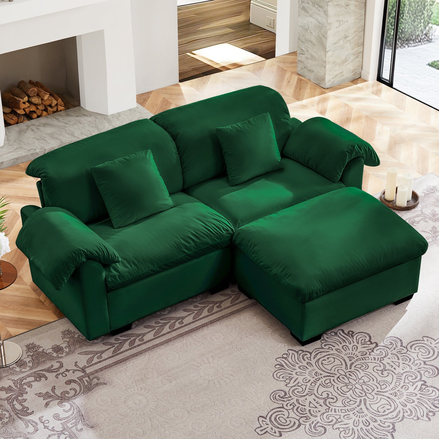 Deep - Seat Living Room Sofa: Single/Two - Seat with Storage & Fluffy Pillows
