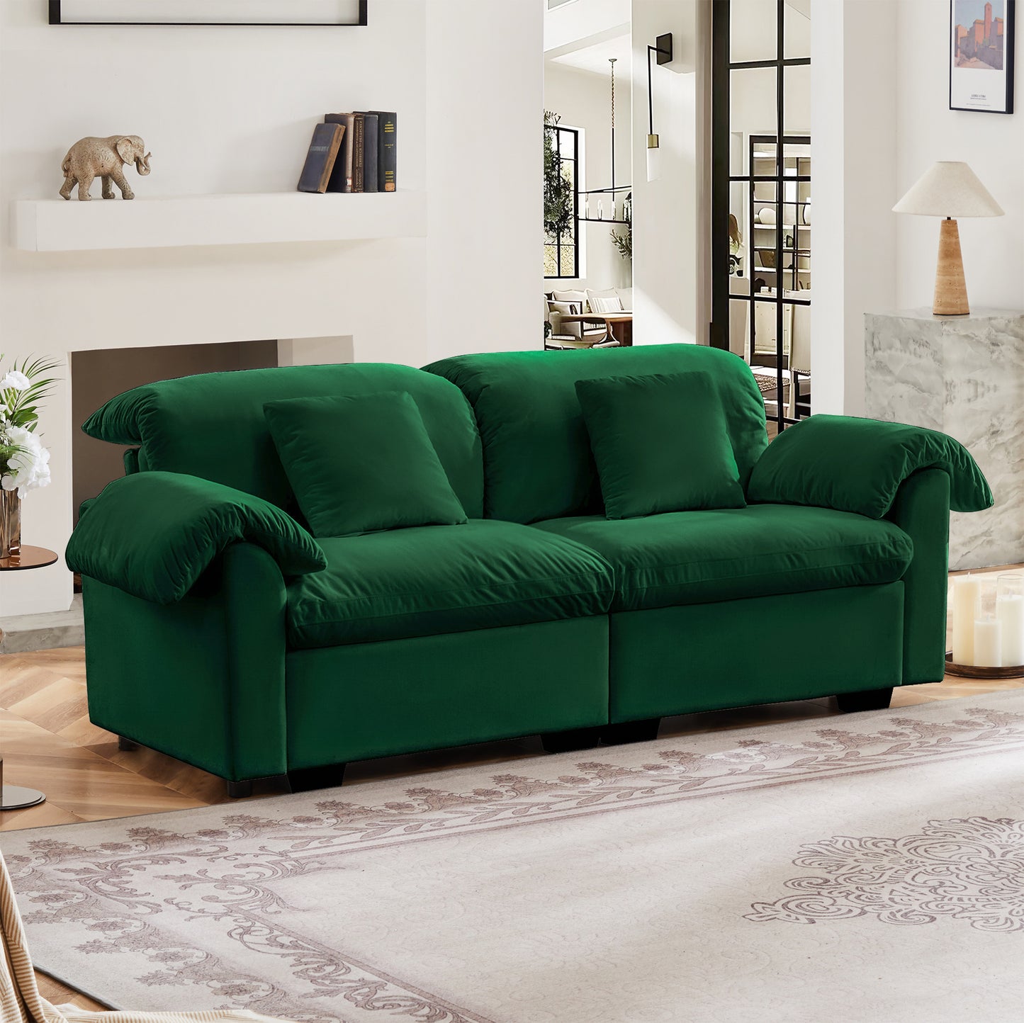 Deep - Seat Living Room Sofa: Single/Two - Seat with Storage & Fluffy Pillows