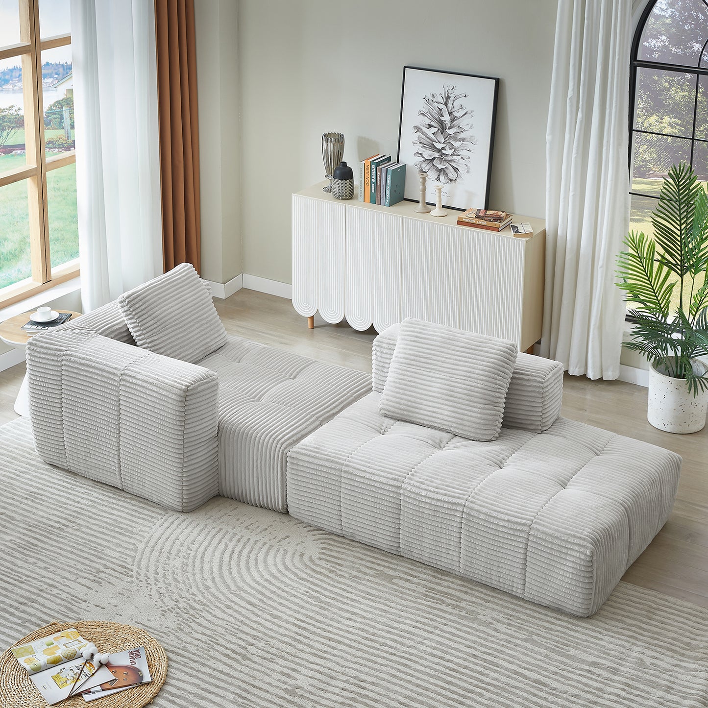 L-Shape Modular Compressed Couch,Sectional Sofa with Chaise Lounge,No assembly required