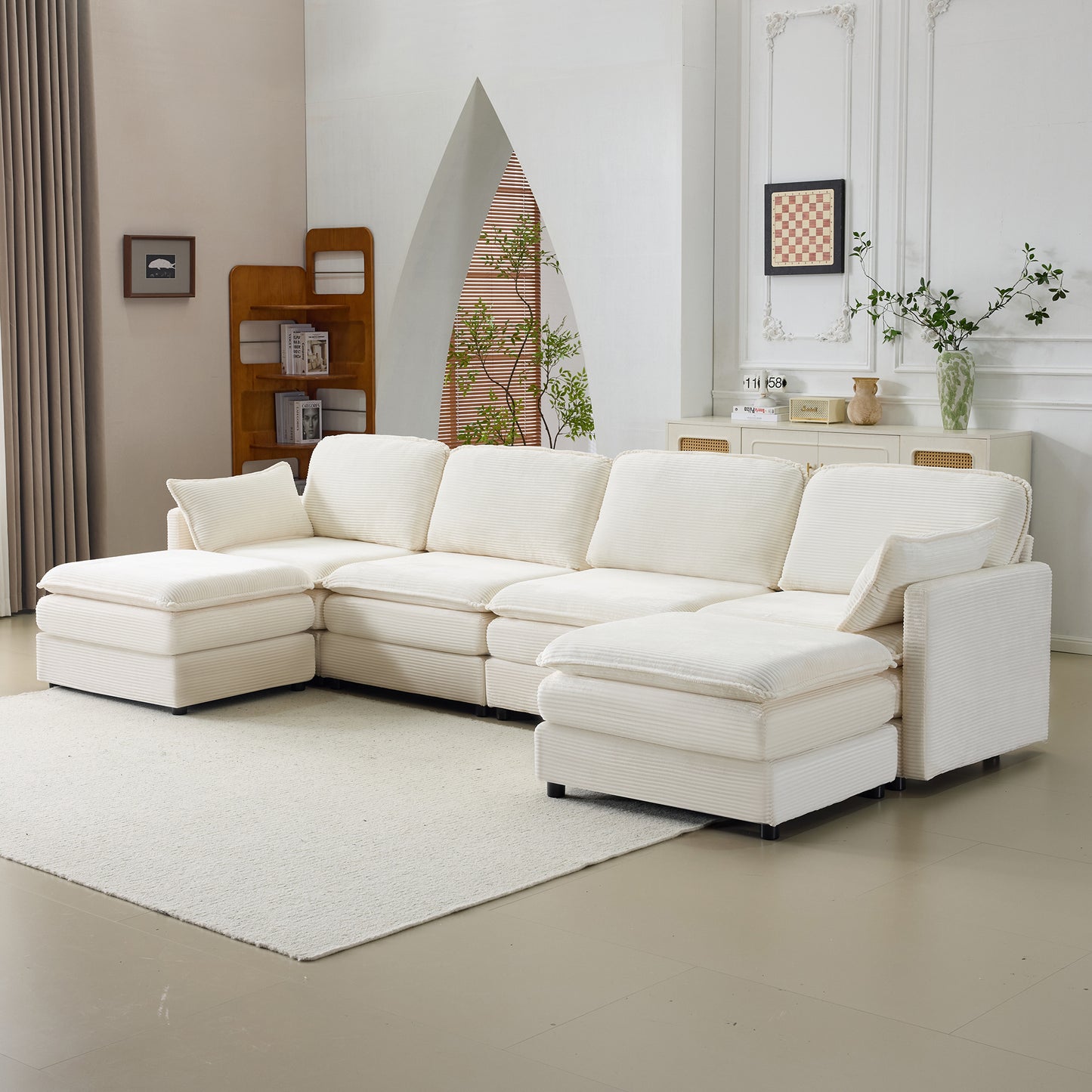 Modular Sectional Sofa 1-2-3-4 Seater with Chenille Cushions & Throw Pillows – Cloud Comfort Corduroy Sofa