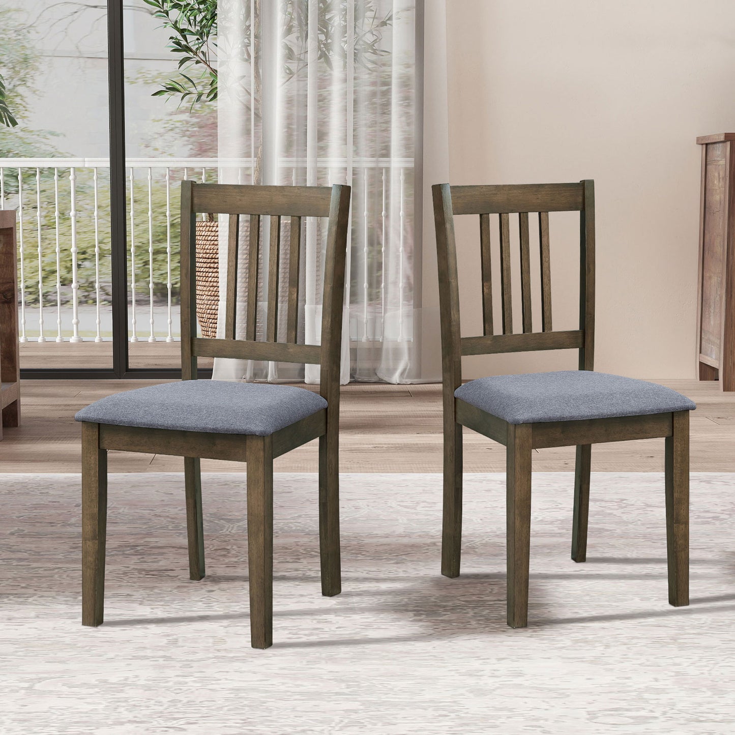 Square Wooden Kitchen Table Set: Mid - Century Design, Upholstered Dining Chairs