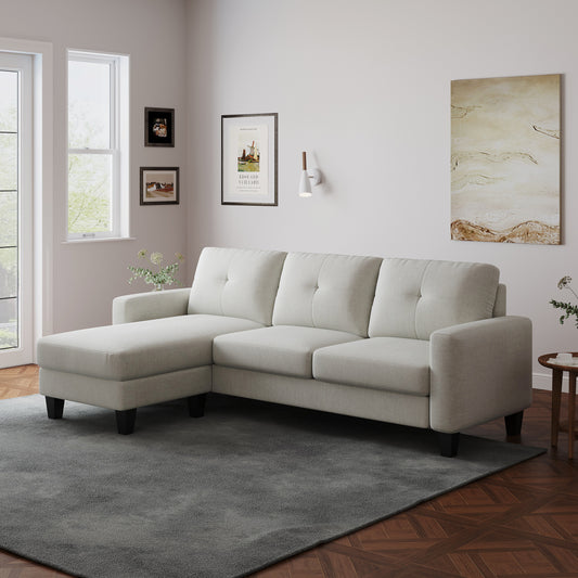 L Shape Polyester Sofa - 3 Color Options for Living