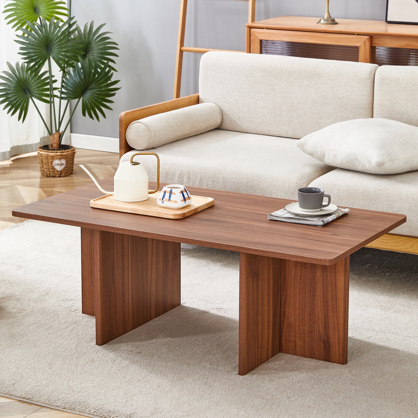 Modern Practical Wood-Colored Coffee Table