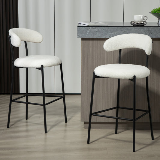 26 - Inch Counter Height Teddy Fabric Bar Stool with Black Powder - Coated Base