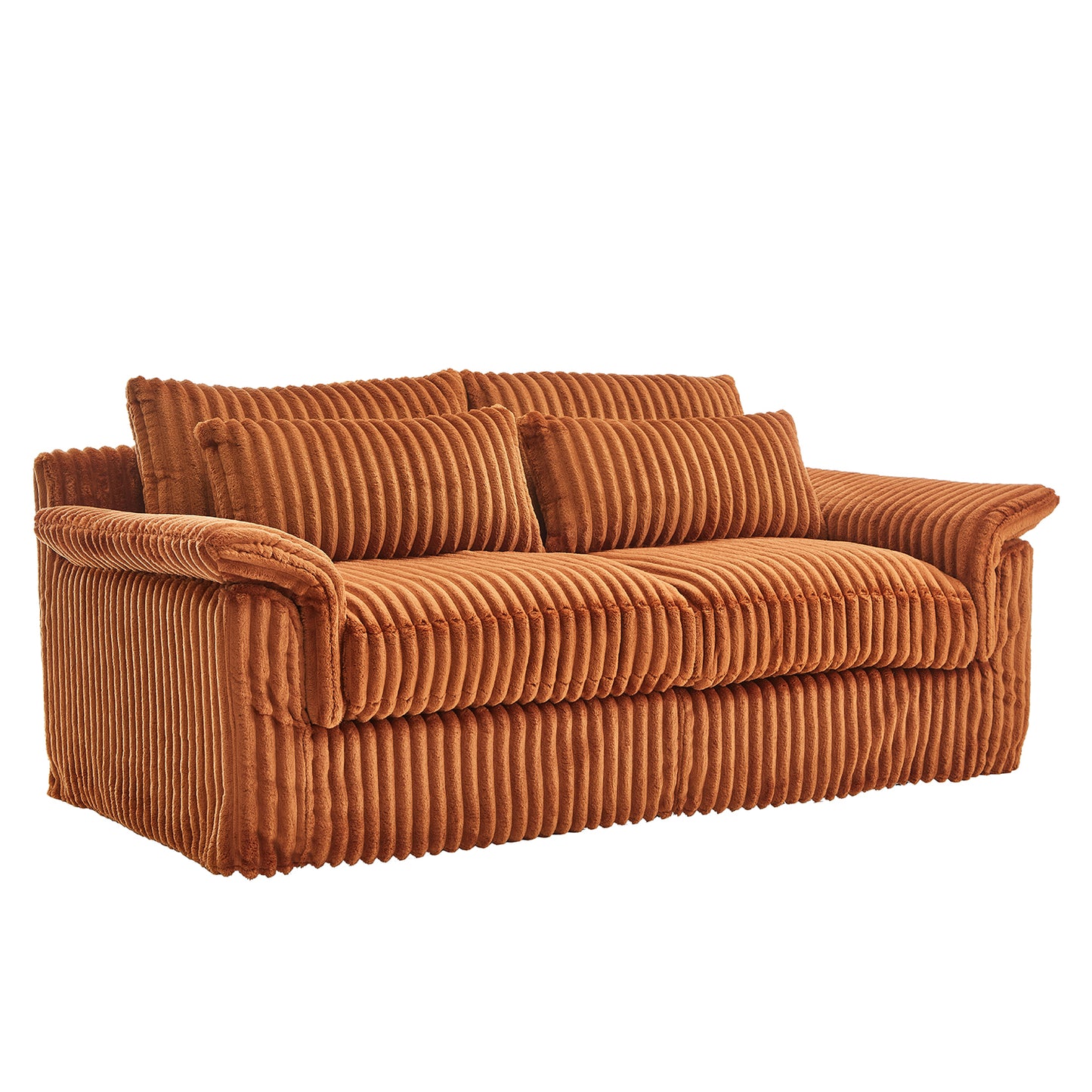 Cloud Corduroy Loveseat Sofa – Modern 2-Seater Comfy Couch for Small Spaces, Living Room, Bedroom, Apartment (Gray/Orange/Green)