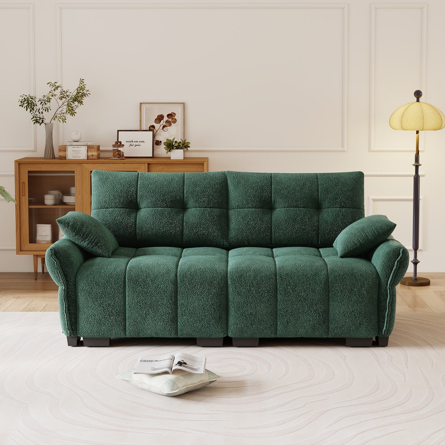 Ergonomic Single Seater-Two-Seater Sofa With High-Resilience Support Cushions And Throw Pillows