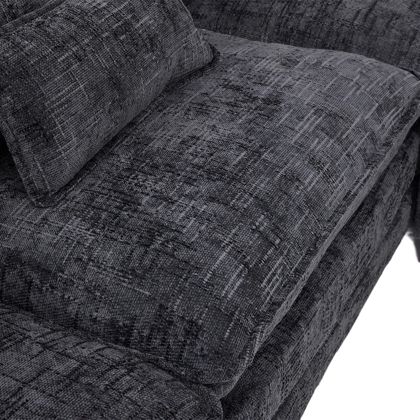Modern Chenille L Shaped Couch, Comfy Boucle Modular Sofa Sleeper with Movable Storage Ottoman, Phone Holder, USB Charging Port