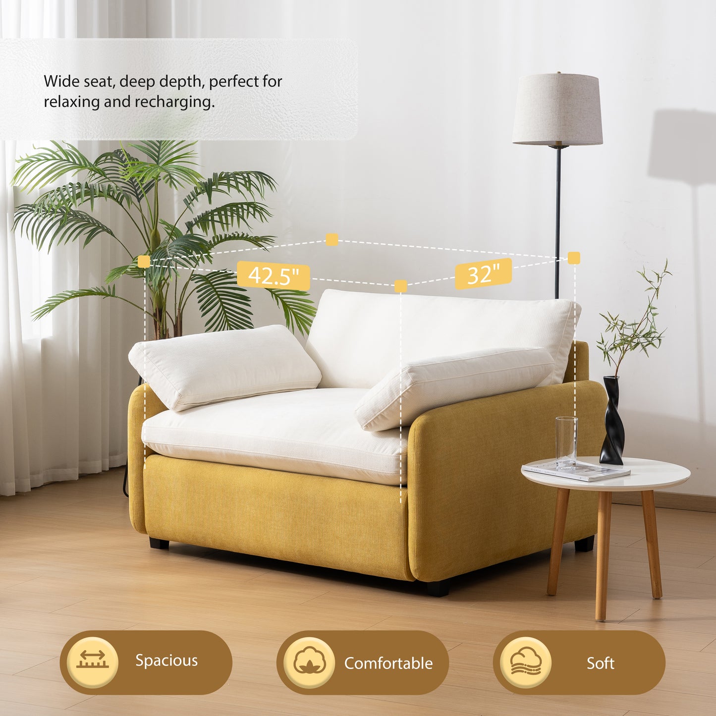 50*43" Accent Sofa Chair - Color Block, Pillows Included