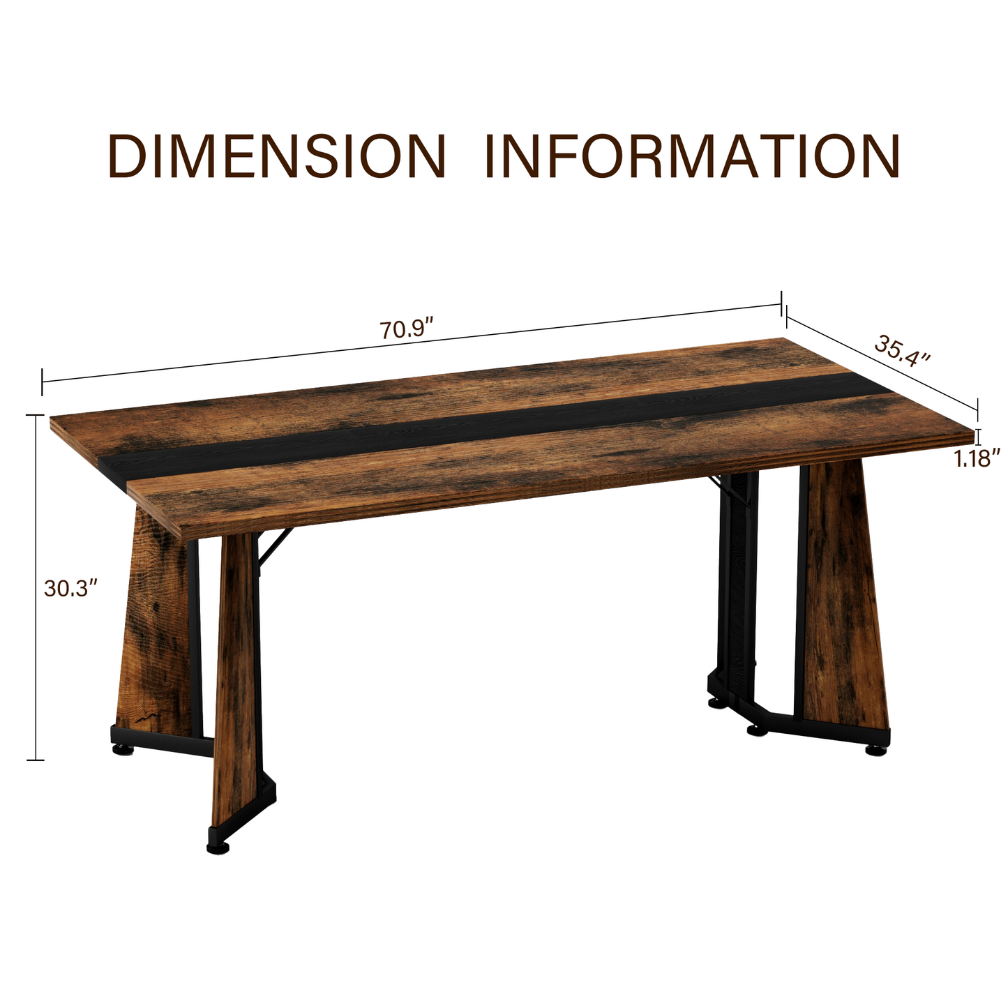 70.9" Rectangular Marble - Grain Dining Table: Waterproof, Seats 8, Adjustable Legs for Living Room (Table Only)