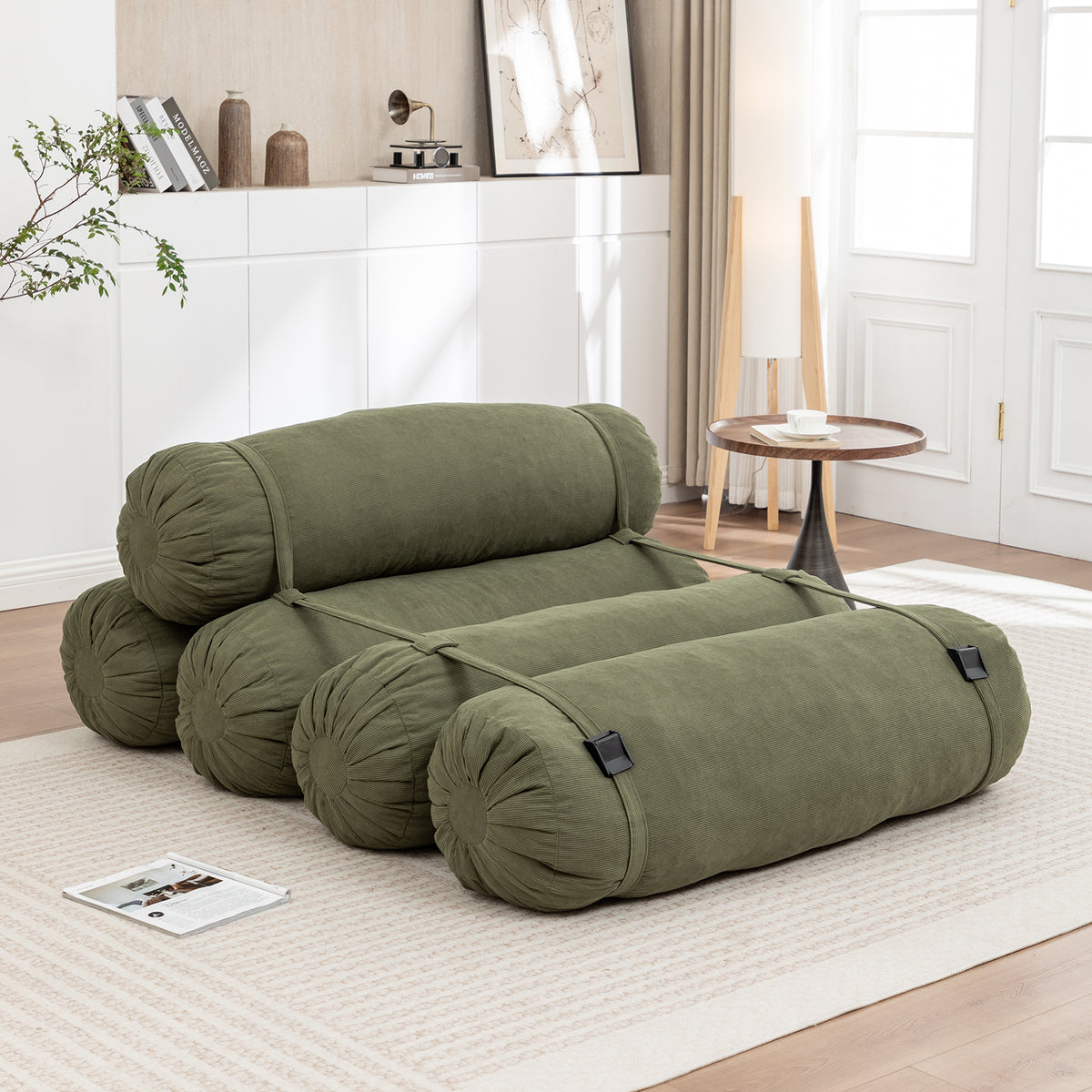Adjustable Floor Sofa – Corduroy Lazy Sofa with Adjustable Straps, Multi-Person Leisure Chair