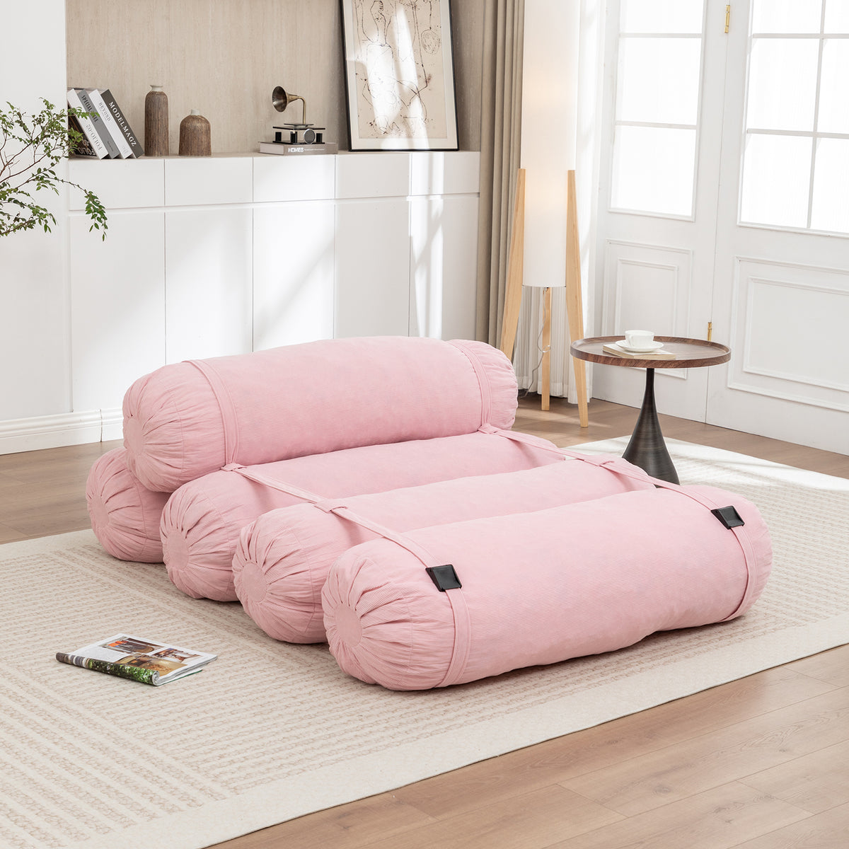Adjustable Floor Sofa – Corduroy Lazy Sofa with Adjustable Straps, Multi-Person Leisure Chair