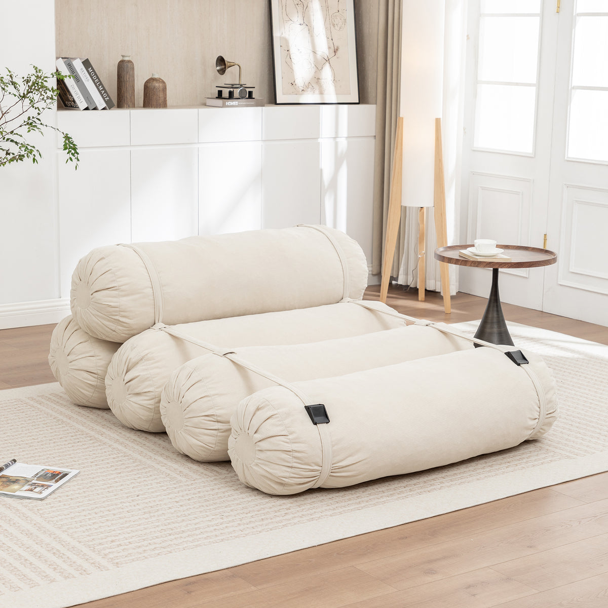 Adjustable Floor Sofa – Corduroy Lazy Sofa with Adjustable Straps, Multi-Person Leisure Chair