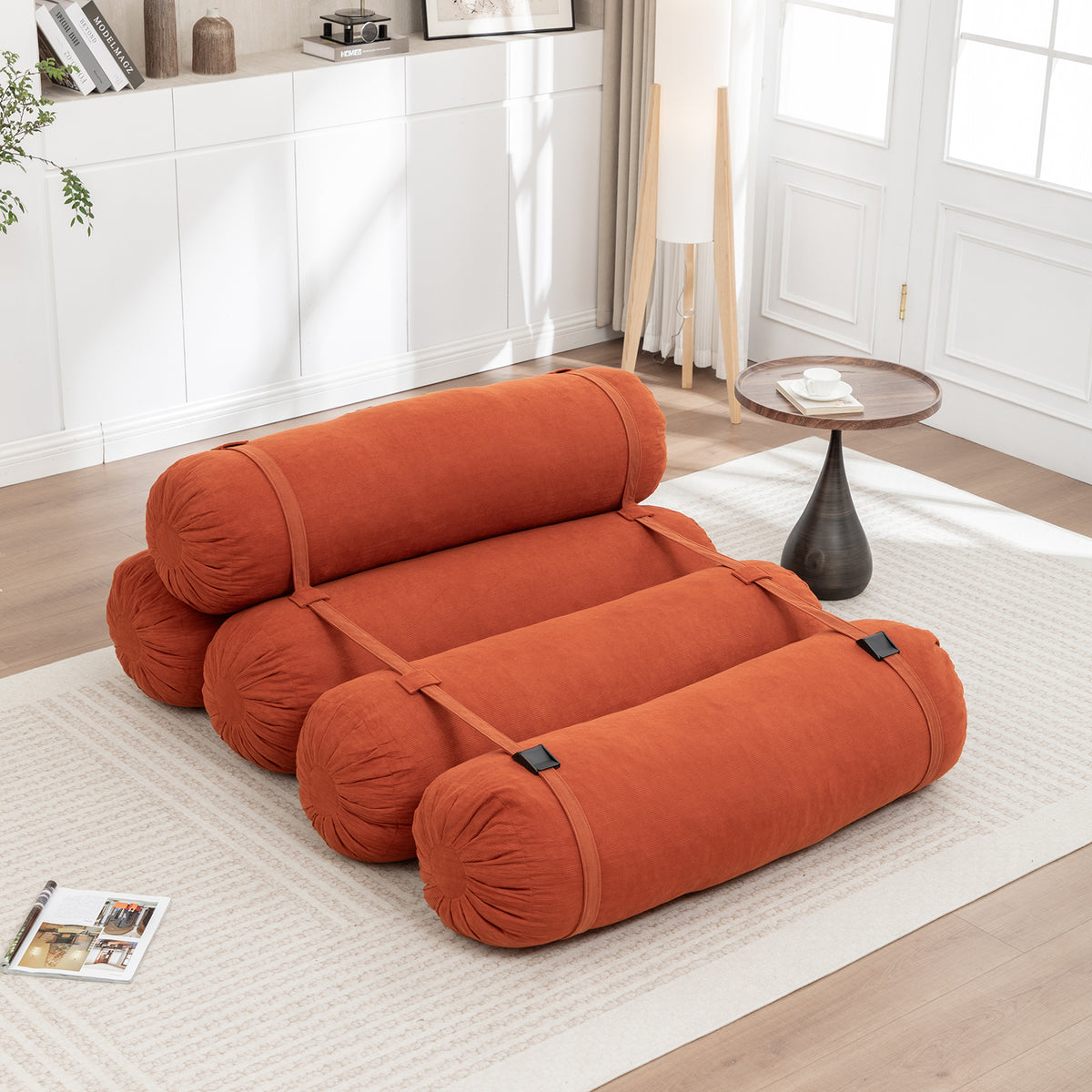 Adjustable Floor Sofa – Corduroy Lazy Sofa with Adjustable Straps, Multi-Person Leisure Chair