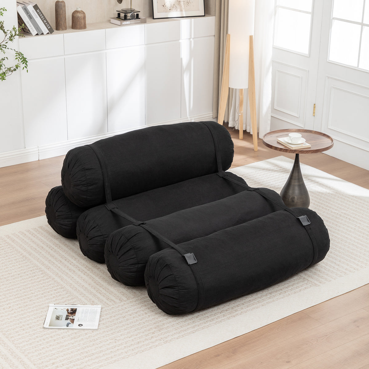 Adjustable Floor Sofa – Corduroy Lazy Sofa with Adjustable Straps, Multi-Person Leisure Chair