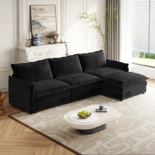 Corduroy fabric comfortable cloud sofa for living room 2 Seat - 4 Seat with ottoman