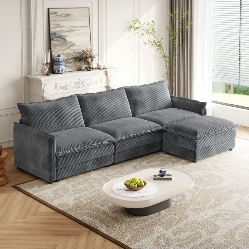 Corduroy fabric comfortable cloud sofa for living room 2 Seat - 4 Seat with ottoman